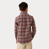 Maroon & Dark Gray Flannel | On Model Back