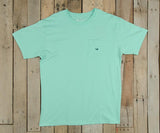 Embroidered Pocket Tee Shirt in Antigua Blue with Navy Duck
