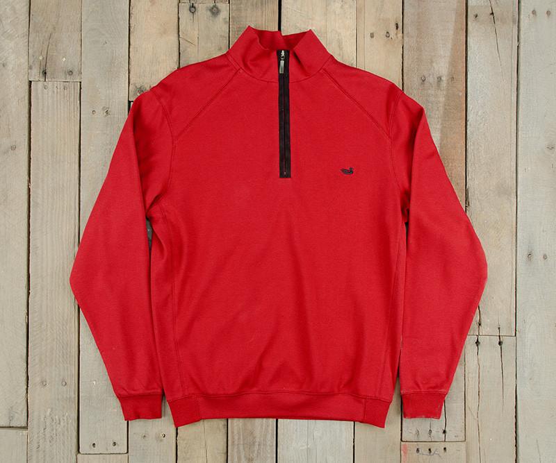 Crimson with  Black Duck | DownpourDRY Cotton 1/4 Zip Pullover