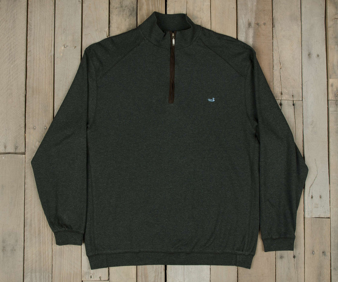 Midnight Gray with Slate Blue Duck | DownpourDRY Cotton 1/4 Zip Pullover