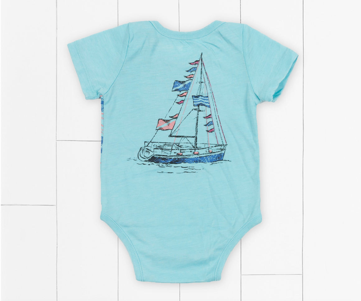 SEAWASH Antigua Blue | SEAWASH™ Snap Onesie | Spring Break | Back